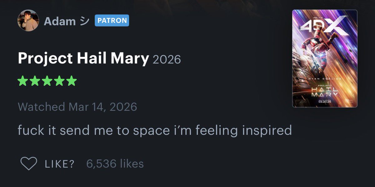 Letterboxrev_'s tweet image. PROJECT HAIL MARY- Letterbox reviews 

#projecthailmary #ryangosling #letterbox