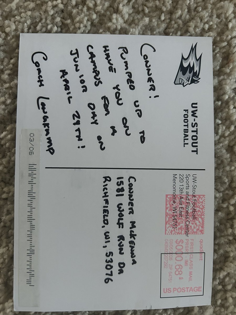 Wanted to thank <a href="/Graham_Langkamp/">Graham Langkamp</a> for sending a letter and inviting me to their junior day!