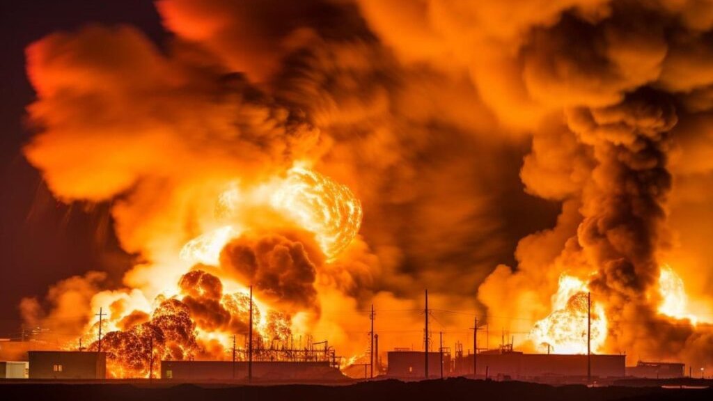 🔴حرائق تندلع في المصالح الاميركية في منطقة الجبيل السعودية