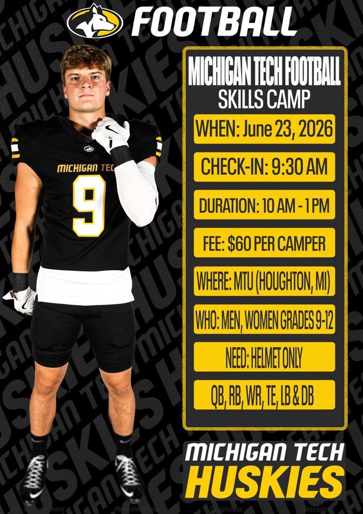 I’d like to thank <a href="/Philbrath/">Phillip Milbrath</a> of <a href="/MTUFB/">Michigan Tech Football</a> for the camp invite and for coming down in April to talk!