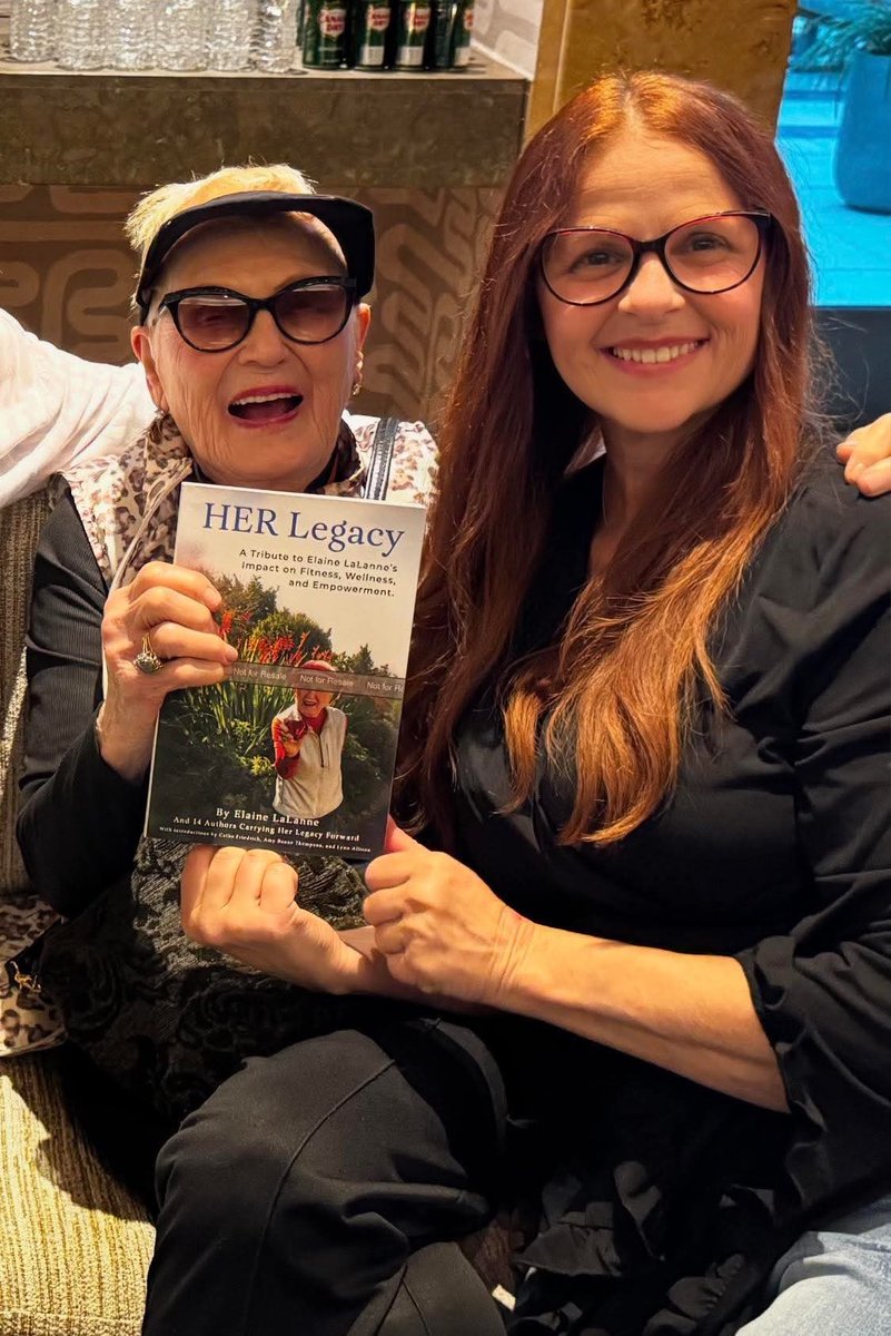 TracyLMarkley's tweet photo. I spent time with Elaine Lalanne for her 100th birthday celebration.  Being a co author in her new book is exciting.  Be sure to grab yourself a copy.  available on Amazon &amp; my website. Links above!   
On Amazon and my website. 
#tracymarkley #herlegacy #lalalalanne #jacklalanne https://t.co/2GGJbIjSjH