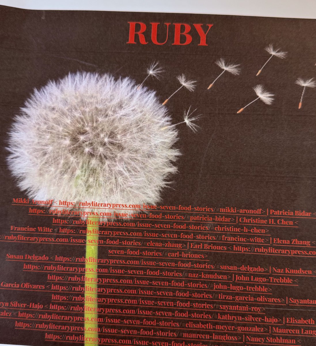 SusanDWatts's tweet photo. Thrilled to have my Black Beans Essay in Ruby Literary today. 
Congratulations Writers! https://t.co/gwccgfy71L