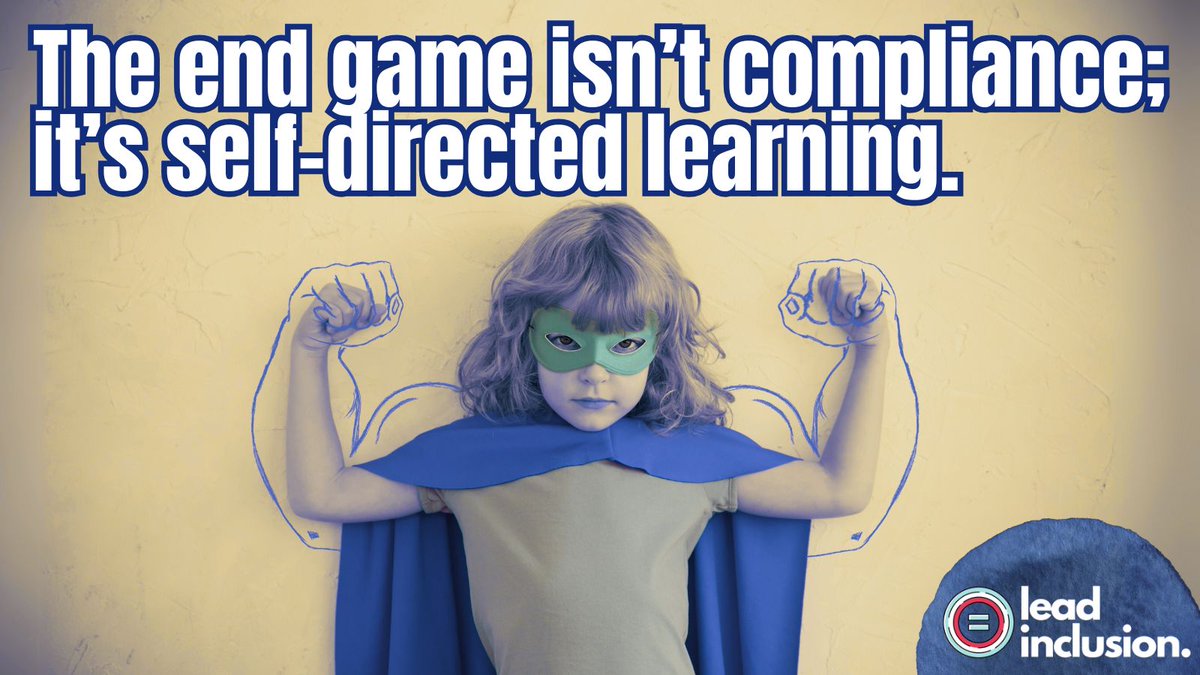 leeannjung's tweet image. 💪 Compliance is not the ultimate goal of school. We don't only want students to be able to follow rules, we want them to make informed decisions, use their voice, and SHAPE the rules.  #LeadInclusion #UDL #EdLeaders #Educators #UDL #SBLchat #TG2Chat #ATAssessment #TeacherTwitter