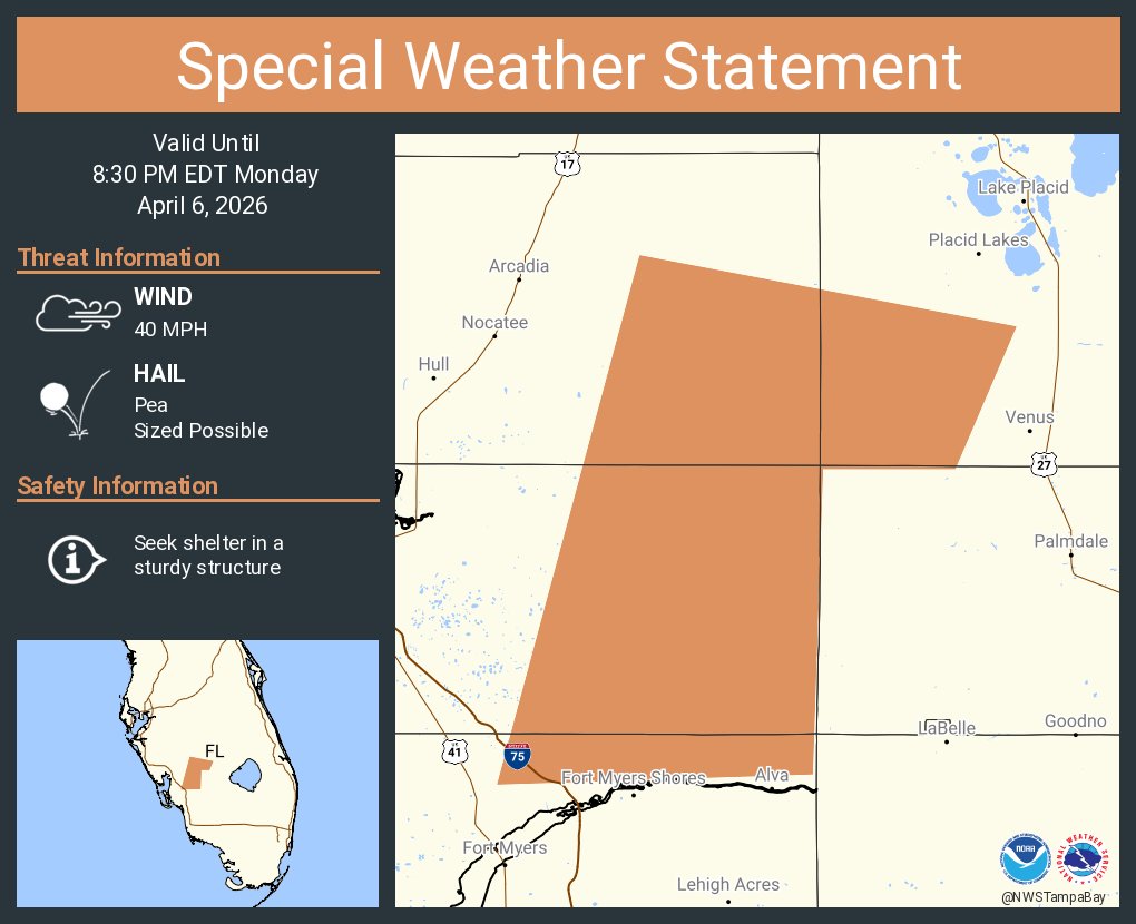 A special weather statement has been issued for Charlotte County, FL ...