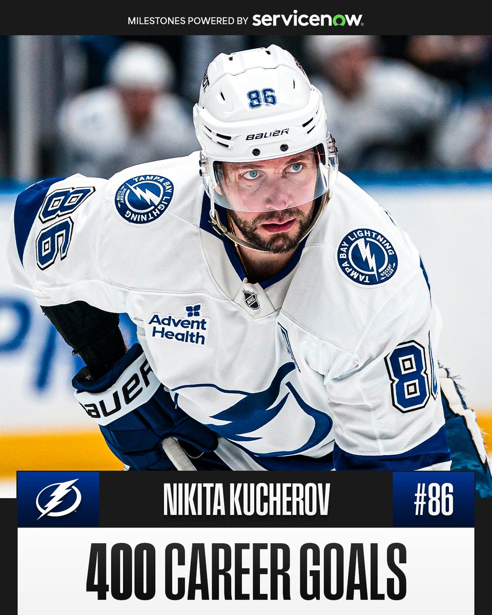 KUUUUUUUUUUUUCH ⚡️

Nikita Kucherov's incredible season continues as he nets career goal No. 400! 

Milestones powered by <a href="/ServiceNow/">ServiceNow</a>