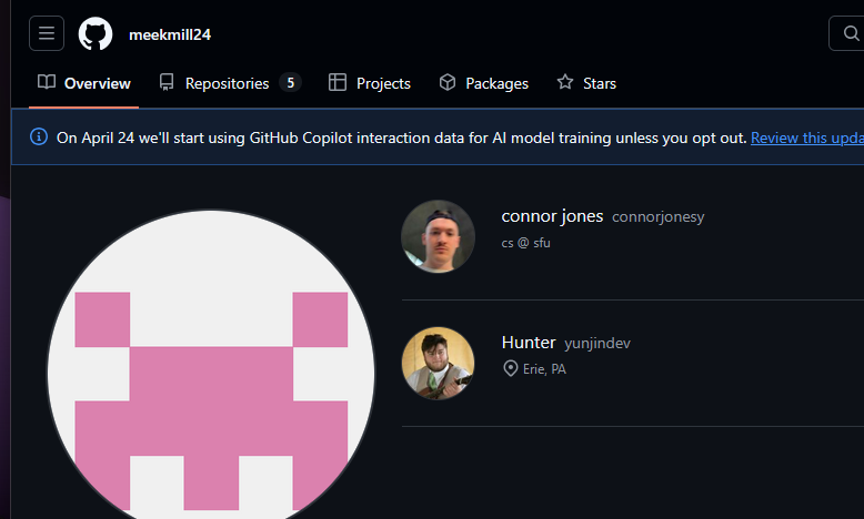 hwbach's tweet photo. Why am I one of the two people @MeekMill follows on github LMFAO https://t.co/hDdKbMjKg7