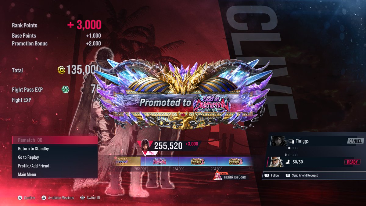 ThriggsYoshi's tweet photo. I got my goal finally didn't expect to this early into the season might try for GoD1 eventually but im probably gonna play devil jin now https://t.co/KZxU9eYo1z