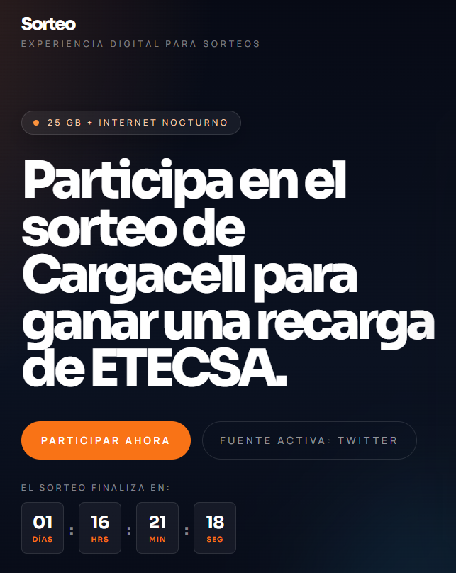 cargacellapp's tweet photo. 🥳Nuestro sorteo termina pronto!!

Visita https://t.co/iQmcJVxzhE para participar. El ganador se mostrará automáticamente en esa web cuando el contador llegue a cero.

#sorteo #recargaETECSA #CubacelCUBA #PromocionETECSA https://t.co/SvYqNWEyII