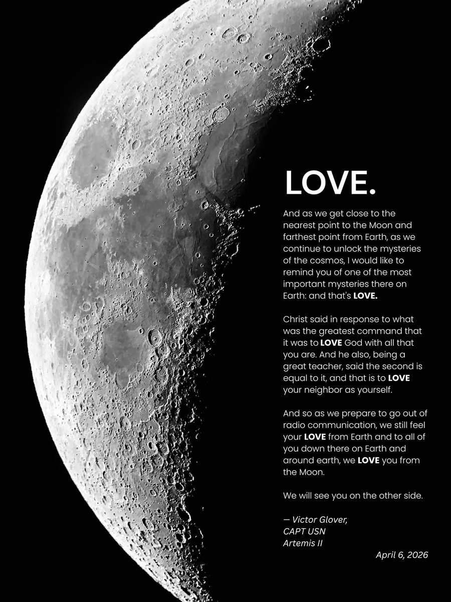 HalcyDaze's tweet photo. "Love" speech from Artemis II 

#NASA #ArtemisII https://t.co/xxBKTMPQD0