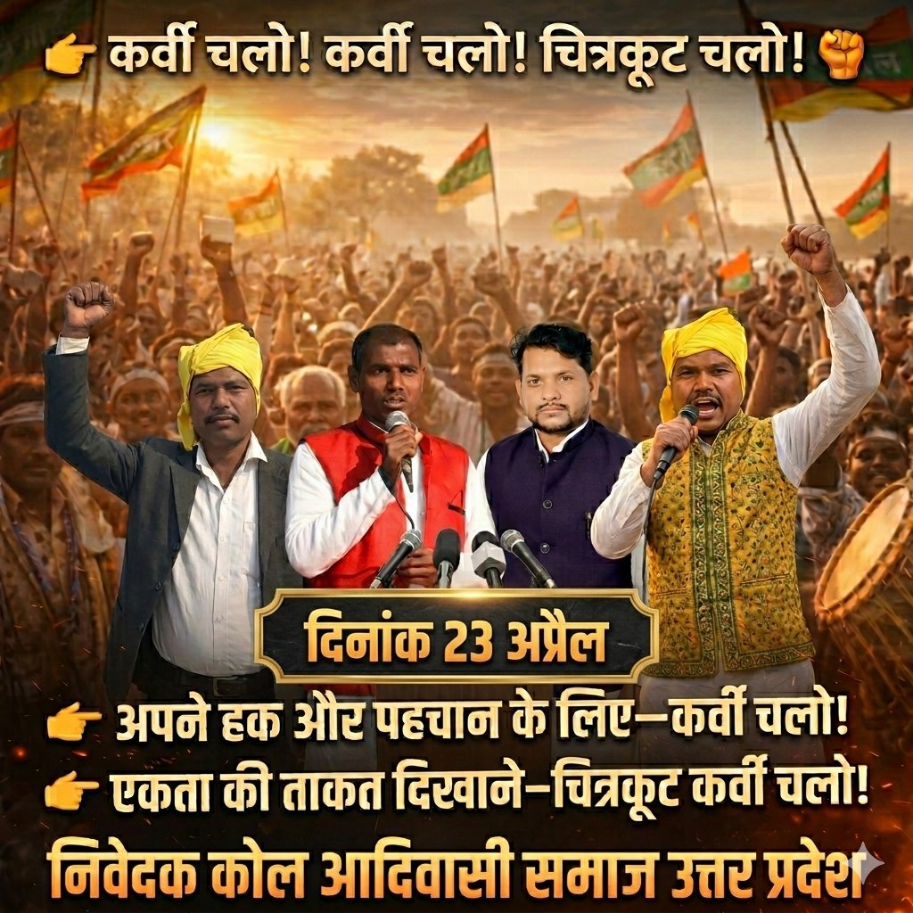 MithunKumarKol's tweet photo. “जय जोहार साथियों! ✊🌿
आज वक्त आ गया है अपनी आवाज बुलंद करने का!
👉 कर्वी चलो! कर्वी चलो! चित्रकूट चलो! ✊
हम सब एक हैं, हमारी ताकत हमारी एकता है!
👉 एकता की ताकत दिखाने—चित्रकूट कर्वी चलो!
अब चुप नहीं बैठेंगे,
अपने अधिकार लेकर रहेंगे!
👉 कर्वी चलो! कर्वी चलो! चित्रकूट चलो! https://t.co/RzibIldFQR