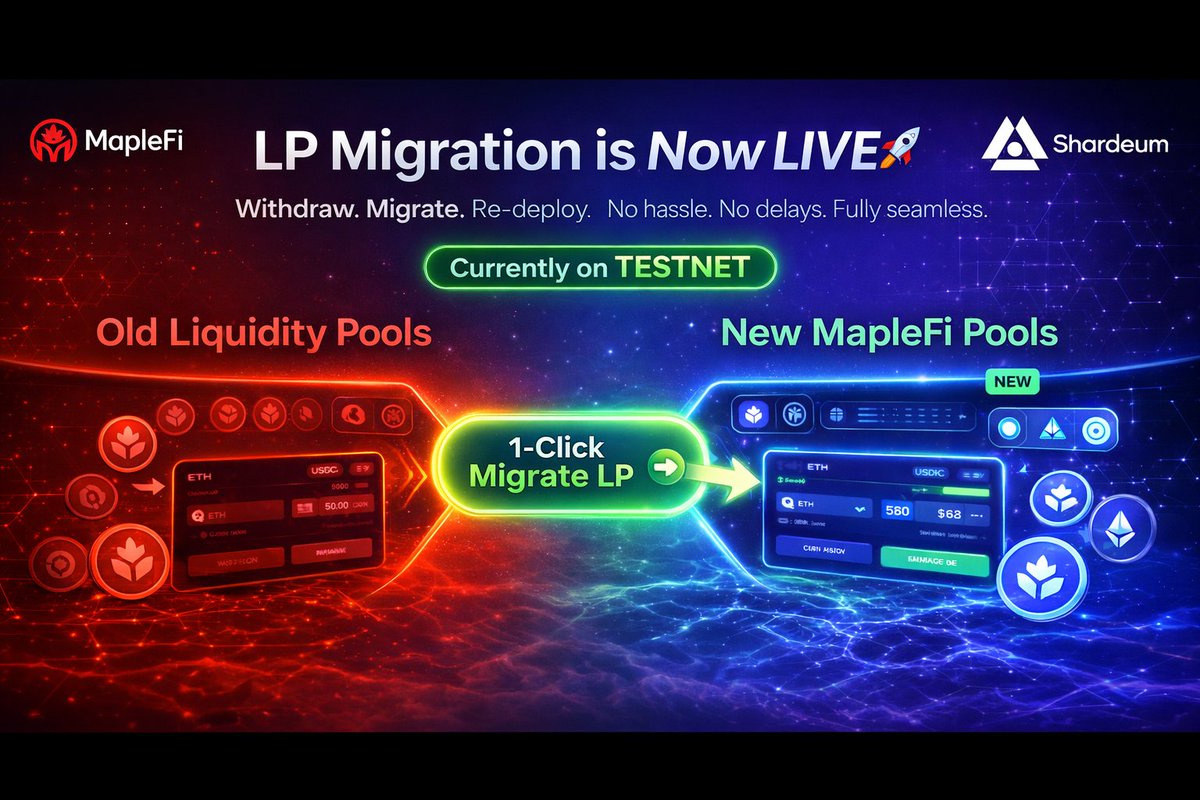 🚀 BIG UPDATE: MapleFi LP Migration is LIVE on Shardeum Testnet

We’ve just made upgrading your liquidity position effortless.

💡 Introducing the 1-Click LP Migration

No more manual steps. No confusion. No wasted time.

🌐 Old LP: maplefi.xyz
🆕 New LP: