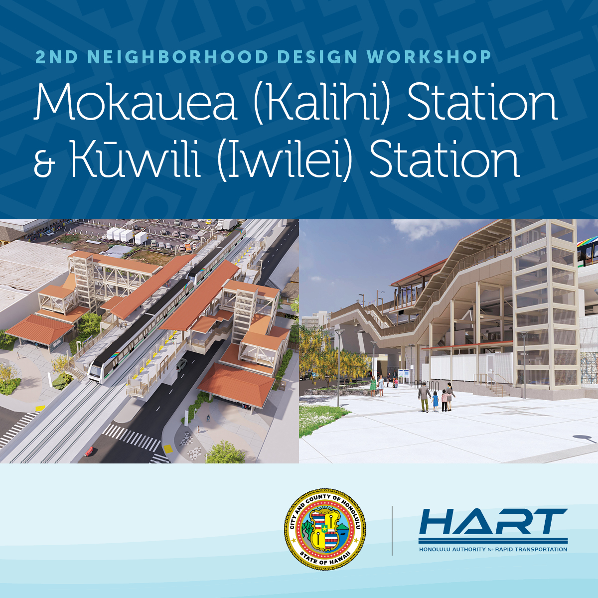 HNL_RTD's tweet photo. The public is invited to attend the 2nd Kalihi Station and Iwilei Station Neighborhood Design Workshop.
FOR MORE INFORMATION:
https://t.co/LIy52WrcXZ
#HARTProjects #HonoluluRail #hnlrail #CityCenterSegment #RailTransitUpdate #Neighborhood #DesignWorkshop #Kalihi #Iwilei https://t.co/KHoTI1vs3r