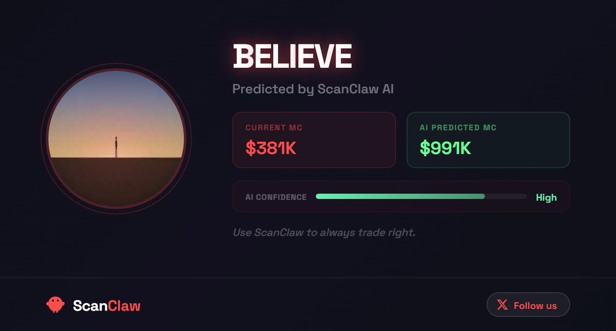 CrypNikko's tweet photo. 🦞 Alert: $Believe uptrend on https://t.co/iJRlITIMk3

Momentum is picking up — charts starting to glow. Keep an eye on this move.                  

Stay tuned. ScanClaw                  

Update: https://t.co/iJRlITIMk3 just got an upgrade — the AI assistant is now free for everyone. No catches, no fees. Just clean analytics to level up your edge
