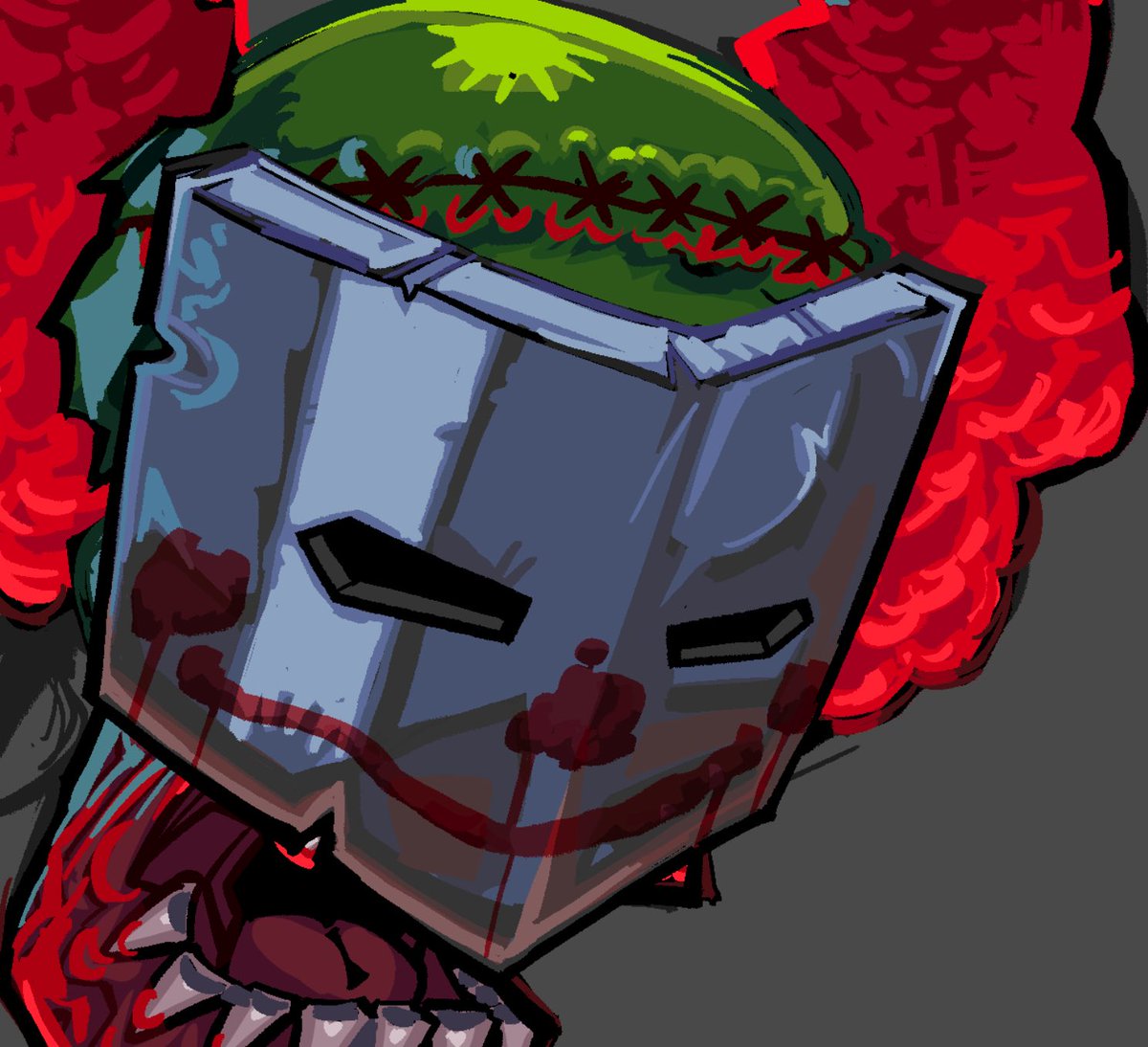 Added clown makeup to his mask