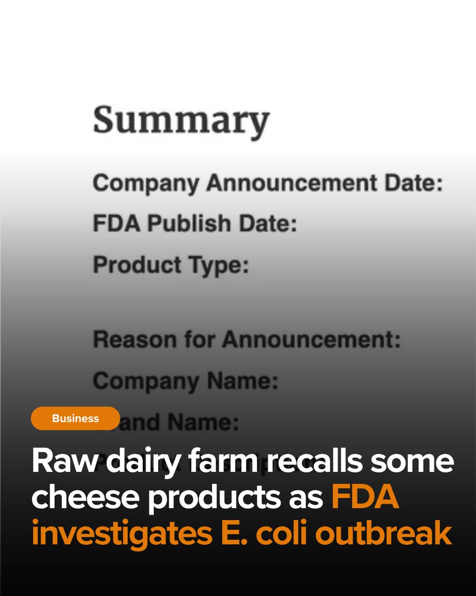 smdailypress's tweet image. A California raw dairy company is recalling cheese products as federal officials investigate a growing E. coli outbreak.

Know more, smdp.com/raw-dairy-farm…

#FoodSafety #EColi #RecallAlert #PublicHealth #California #SMDP