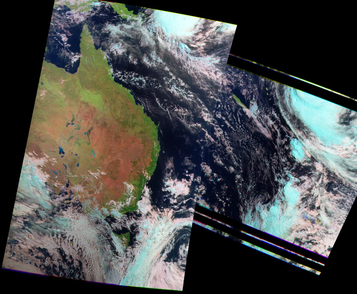 BenSKlerk1's tweet photo. #MetopB (22:11UTC) 8:11am 7 April AEST
#MetopC (22:45UTC) 8:45am
#Satdump, #DiscoveryDIsh, #Airspy R2
#MeteorMN2_3 morning composite
Satdump, #QFH, #Nooelec Noaa, #Airspy mini
#weather #Satellite #Australia #NewZealand https://t.co/xFbrbZGJD5