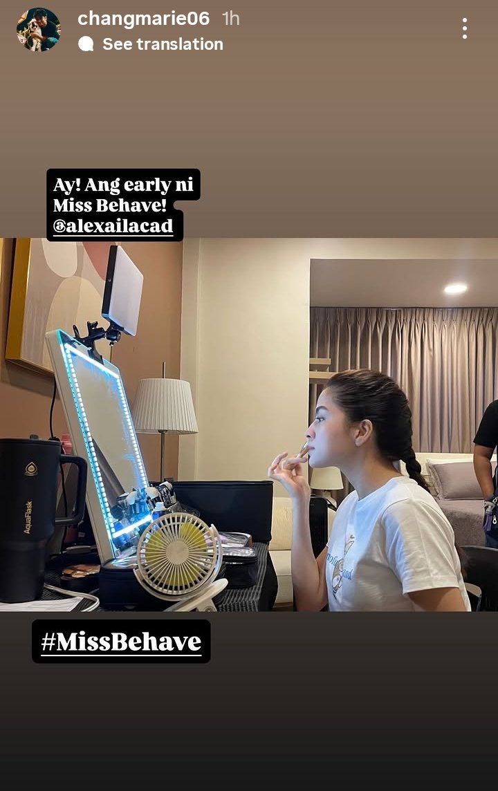 alxdei's tweet photo. Si #MissBehave, Most Punctual din yan siya ihh. Early bird ang bebe. Good luck sa taping, love @alexailacad 

#AlexaIlacad https://t.co/ZioqBOLpyw