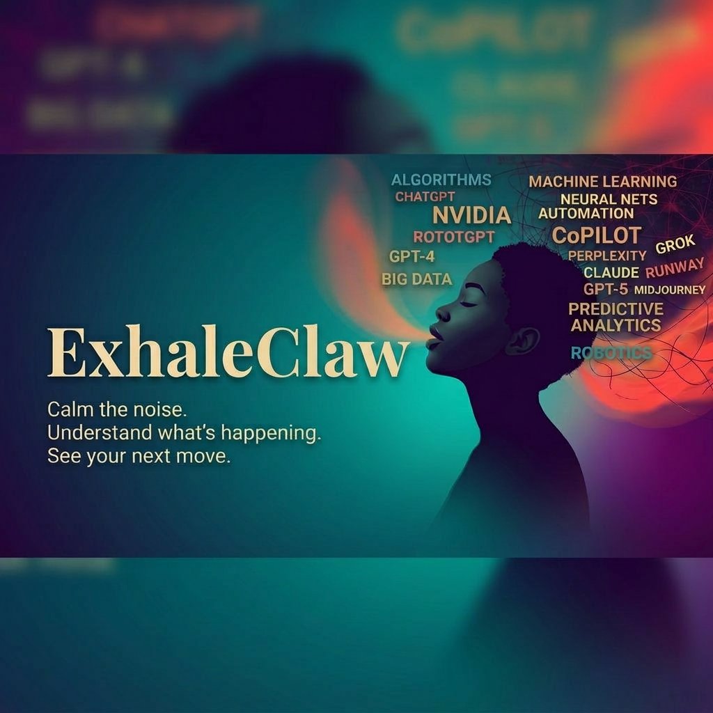 MsBeehiiv's tweet photo. Too much AI...

Take a deep breath.

ExhaleClaw.

https://t.co/RAMFguzB9F https://t.co/l3VE3vxb2q