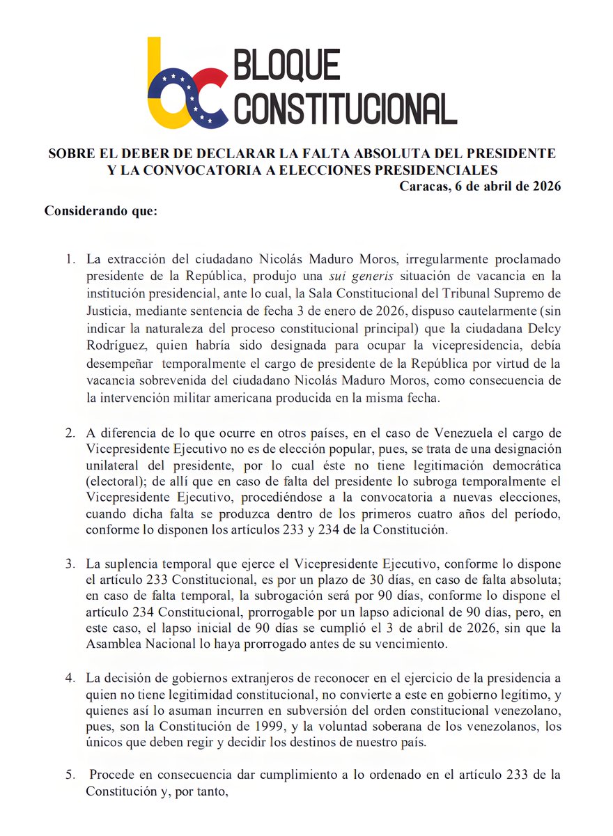 Bloque Constitucional de Venezuela tweet media