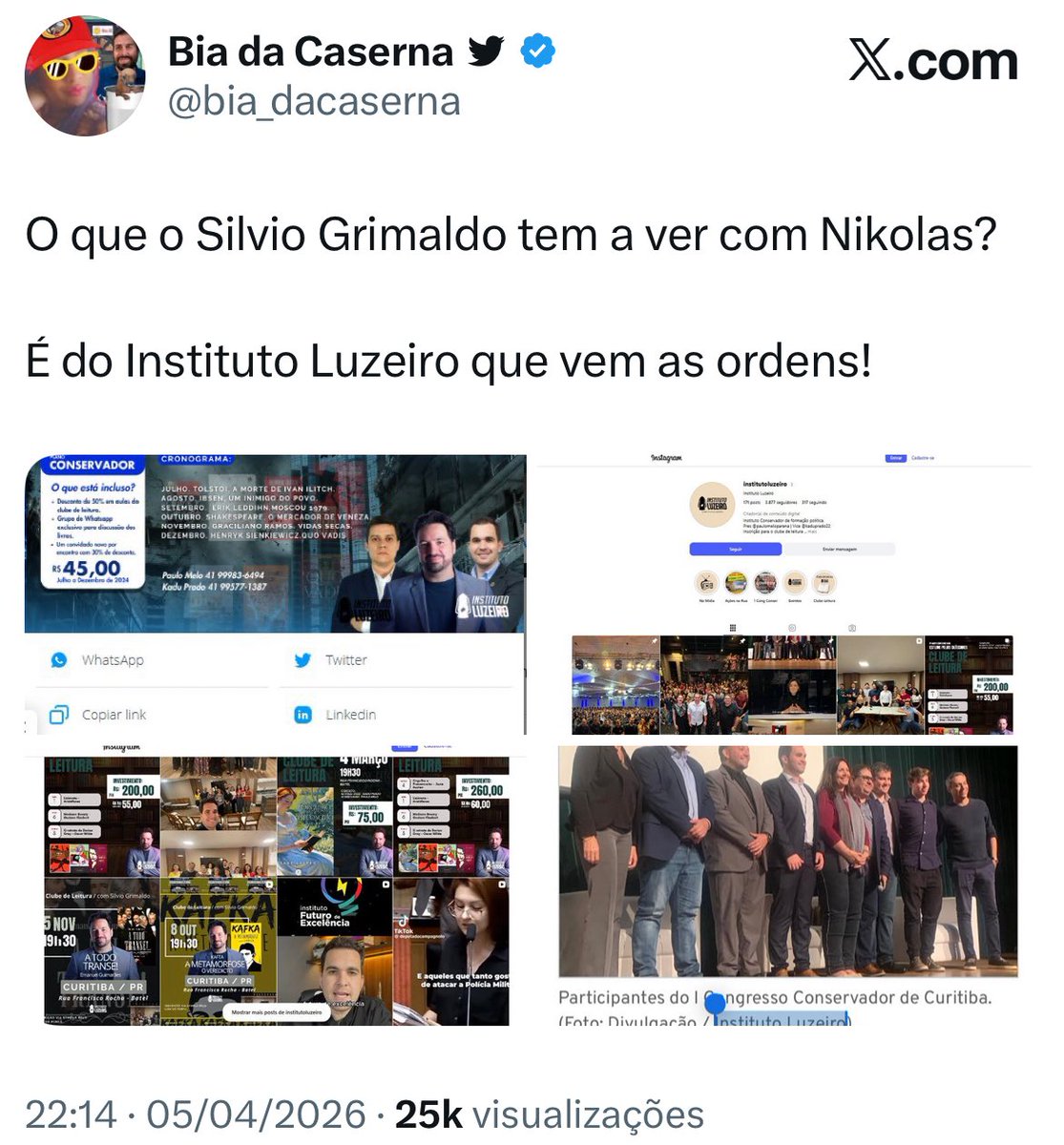 O chupeta de baleia já havia me bloqueado. Agora, como covarde que é, deve ter feito um bloqueio nas configurações do aplicativo que eu não consigo nem ver o que posta. Para linkar com a postagem dele, tive que retuitar de uma santa. Mas vamos lá…

A minha postagem foi em tom