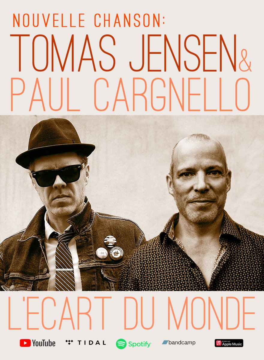 PaulCargnello's tweet photo. Nouvelle chanson:
❗️L’ECART DU MONDE❗️
@tomasjensen3 &amp; @PaulCargnello 

Disponible partout... 
🔗https://t.co/sG9R8GKIhJ https://t.co/gTxuaDM5Oy