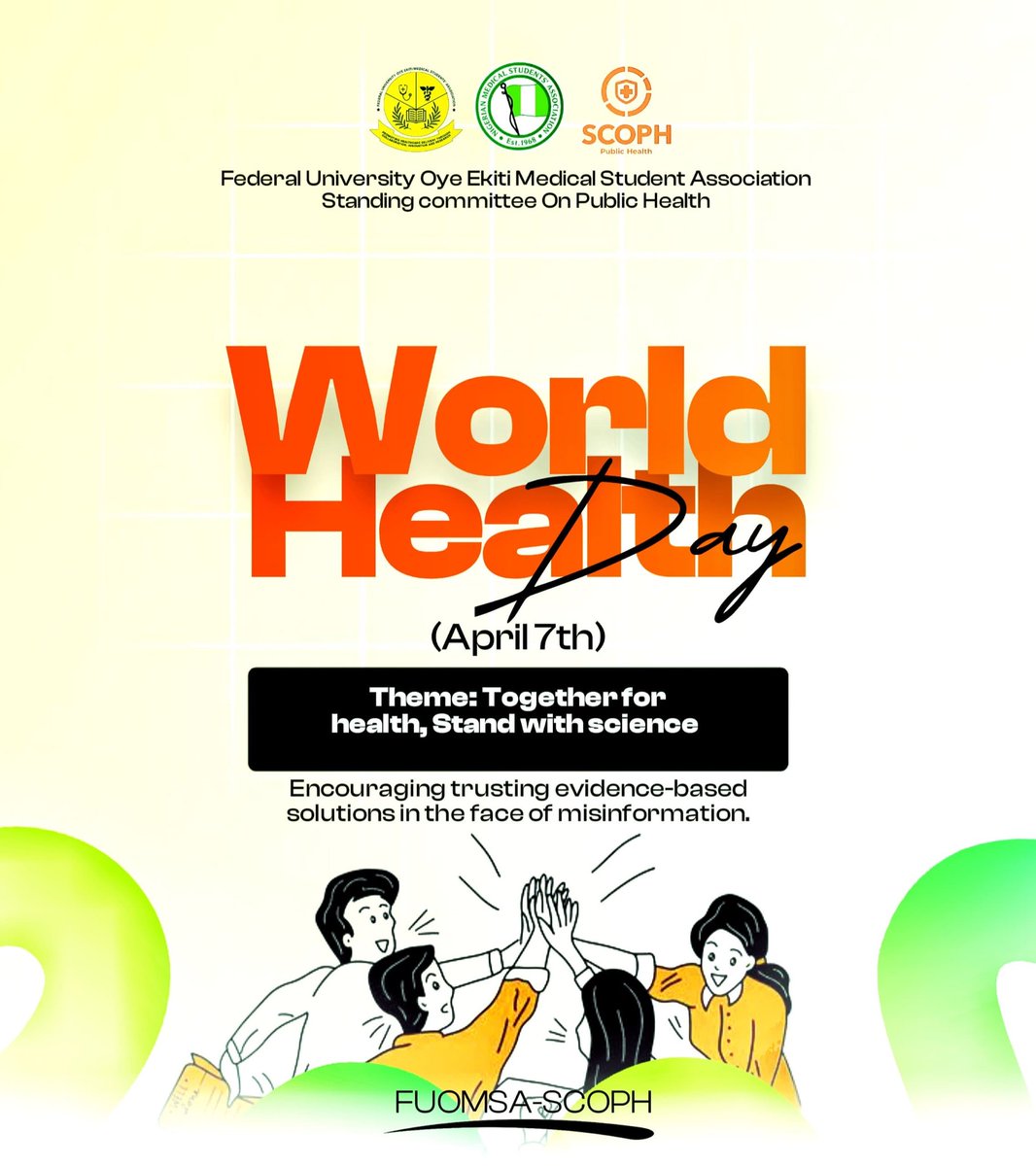 Fuomsascoph's tweet photo. Good health is the foundation of a thriving life 🩺✨  

This World Health Day, let’s commit to better habits, informed decisions, and caring for ourselves and those around us.  

Because every step towards better health matters 🧡  

Happy World Health Day!  
FUOMSA SCOPH https://t.co/NqFXftfR5F