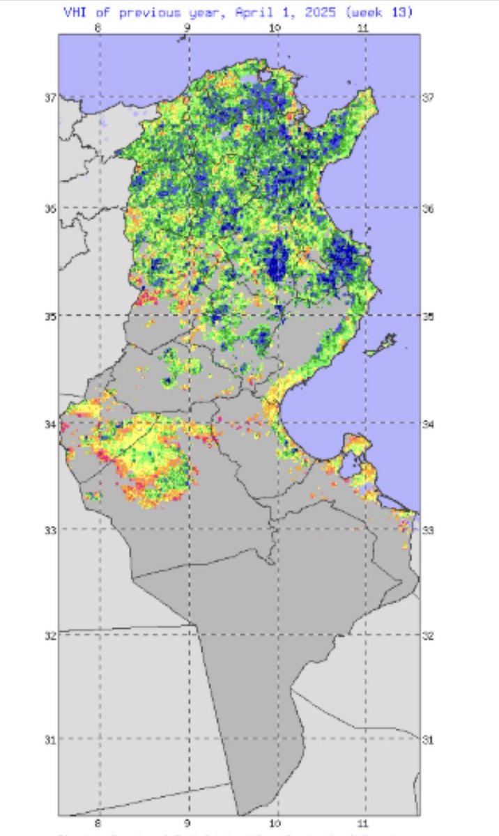 Morocco’s April 1, ‘26 VHI YoY compared to ‘25. 

Tunisia’s VHI same comparison