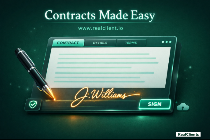 RucheAI's tweet photo. Send contracts.
Get them signed.
Without chasing.

RealClients makes onboarding effortless.

🌐 https://t.co/DHd3NPm5eU

#FreelanceTips #Contracts https://t.co/s3tldkST2v