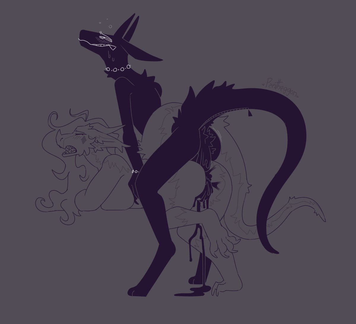 nsfw - Gift for my friend Ellie of her sona getting infected by Nico :3
Really just wanted to draw his goop oozing out of her asshole lmao 👍