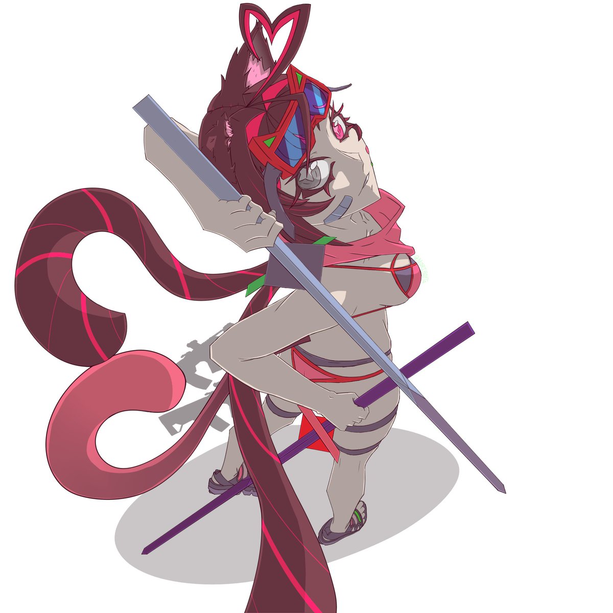 #nyanamillust No surprises for this year because I don't know how to make it a surprise

eh, Happy birthday Ruru (Man I'm terrible at this)

Hime wearing Osakabehime's summer outfit from FGO (And random origami swords cuss... eh... Cool)