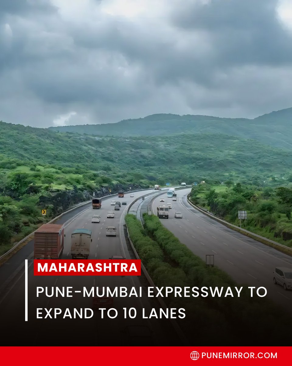 ThePuneMirror's tweet image. The Pune-Mumbai Expressway is set to be widened from six lanes to 10 lanes, with work expected to begin after the monsoon. MSRDC says the project aims to ease heavy congestion on one of Maharashtra’s busiest routes, especially during weekends and holidays. 

#PuneNews