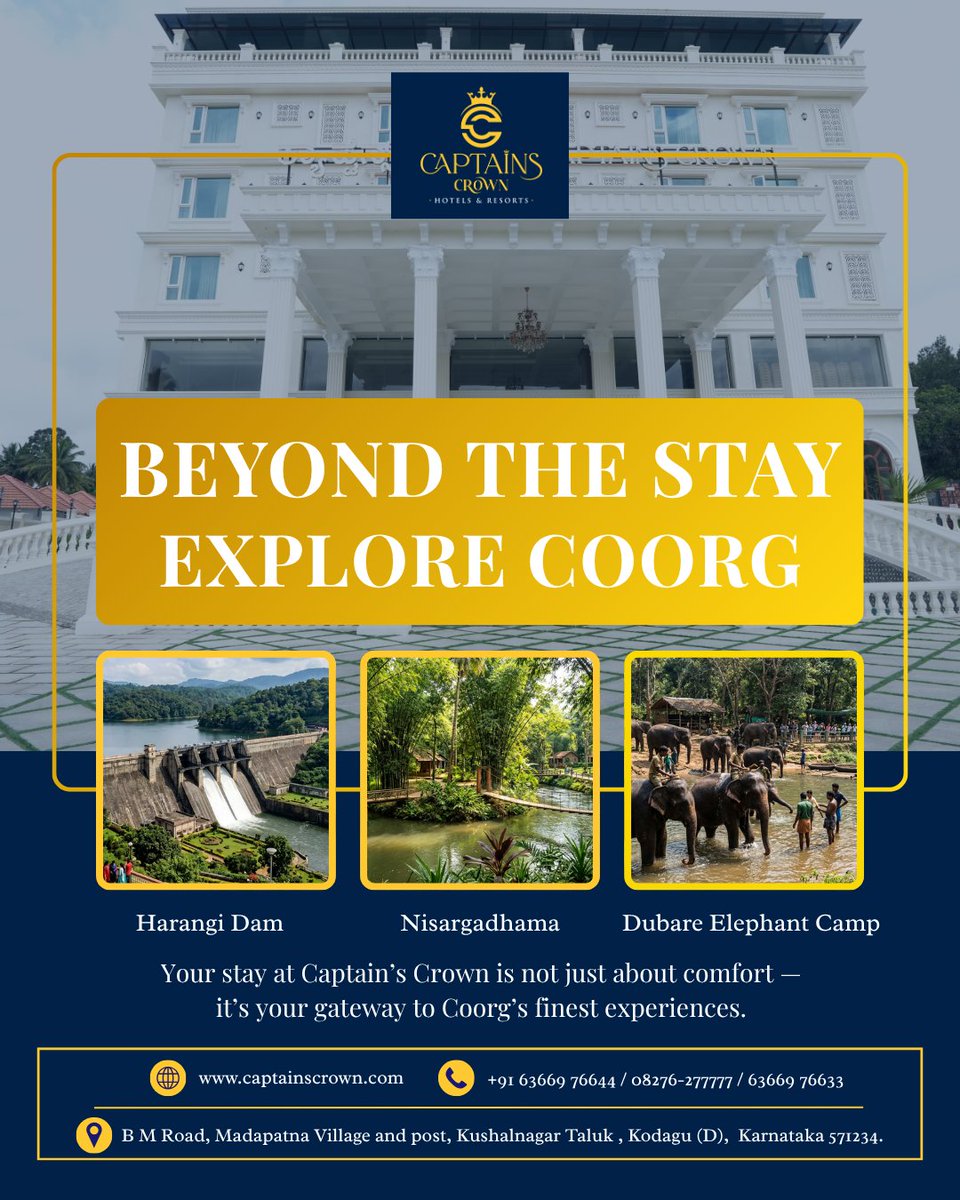 captainscrown's tweet image. Beyond the stay 🌿 Explore Coorg with us.

Book your escape today.

#captainscrown #coorg #explorecoorg #travelkarnataka #natureescape