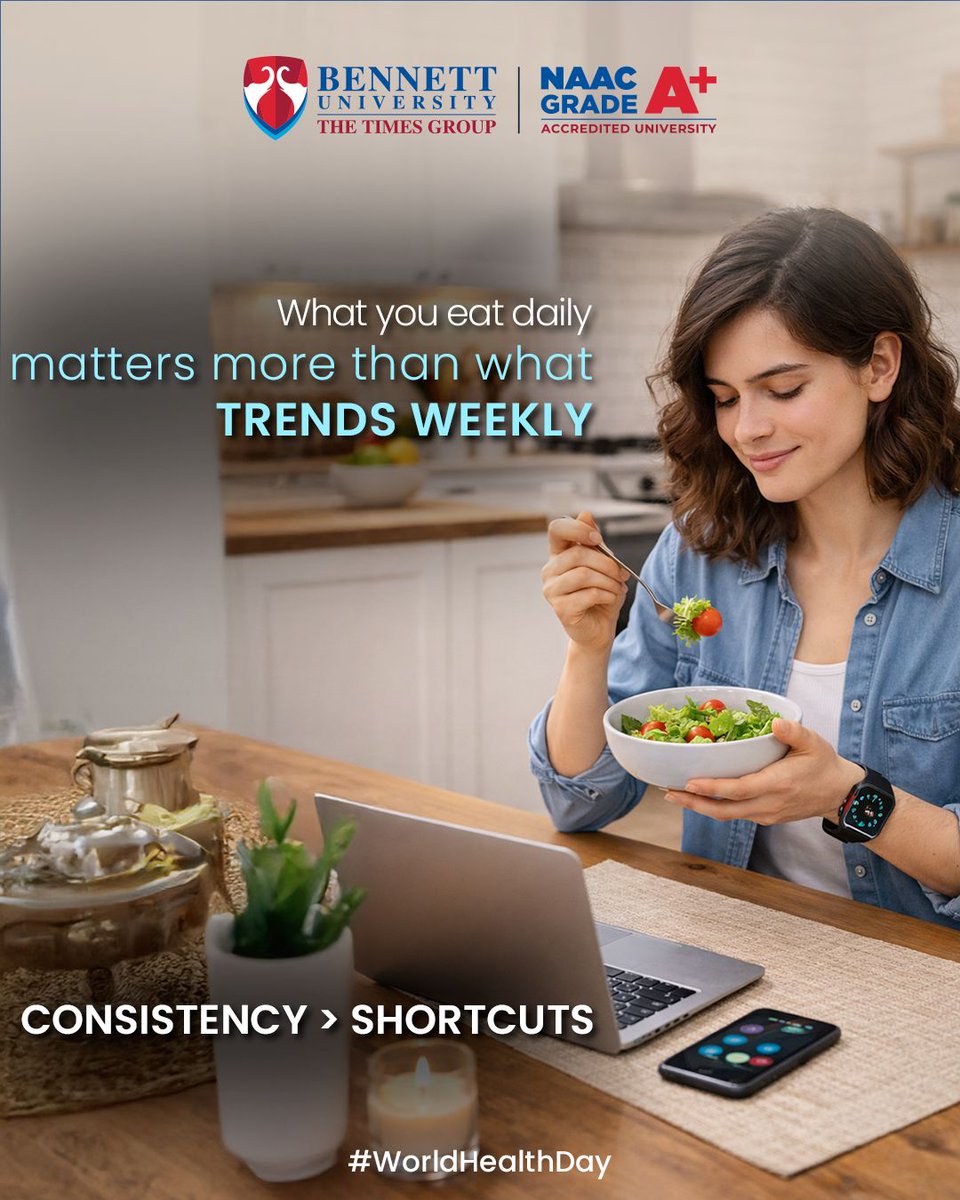 bennettuniv's tweet image. Advice is good. Evidence is better.

This #WorldHealthDay, track your health, build consistent habits, and stand with science.

#BennettUniversity #HealthyLiving #Fitness #Consistency #StandWithScience