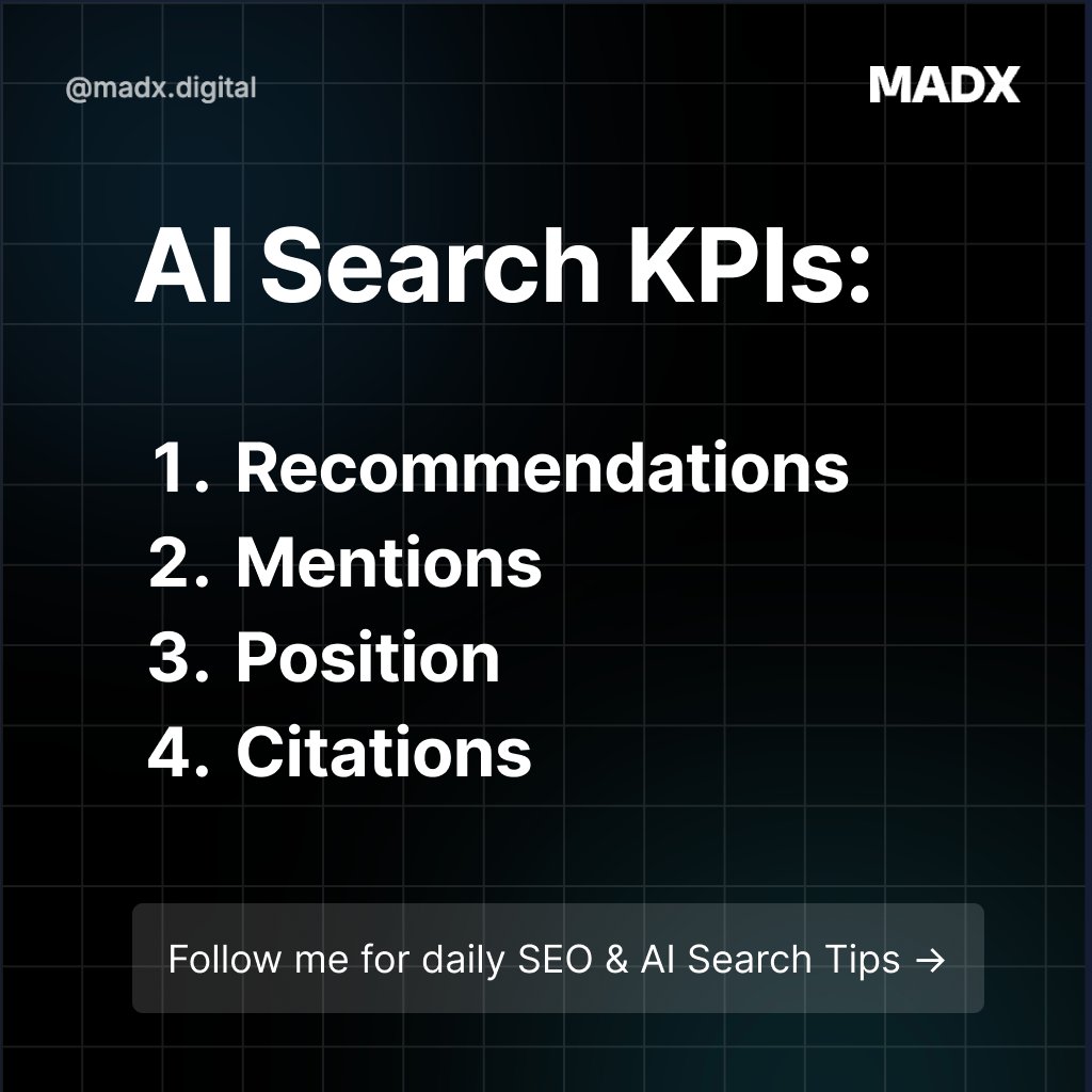 PerrySteward's tweet photo. Stop tracking just organic positions.

SEO asks "Where do we rank?" AI asks "Where are we mentioned, cited &amp; recommended?"

Ahrefs: only ~38% of URLs cited by AI come from the SERP top 10.

New KPIs: citation frequency, fan-out / subtopic coverage, recommendation share. https://t.co/G78HkBxKSO