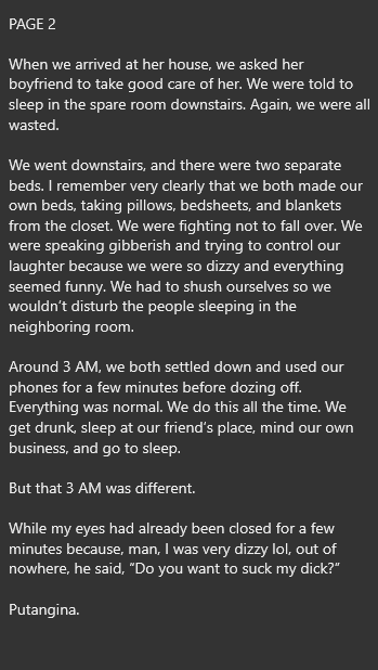 AlterOfan83223's tweet image. I felt every inch of it. He groaned loudly as I struggled to adjust. My saliva and tears flowed as I gagged. He kept his grip on my hair, controlling the movement of my head.

Part 1

Pages 1-2
Sender: Redi TT

#ConfessionOfanAlter889
#Bestfriend #Drunk