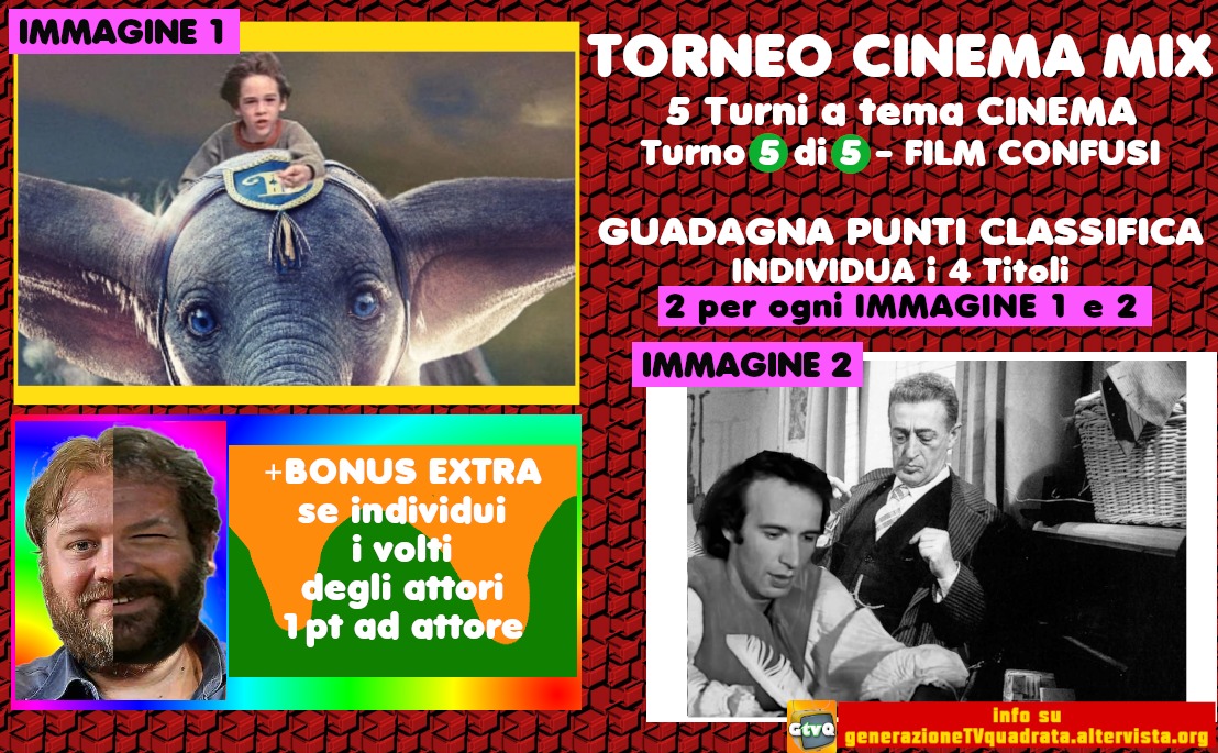 GenTVquadrata's tweet photo. #7aprile
TORNEO #CinemaMix
👉🏻ULTIMO Turno 5
💥 TROVA 4 TITOLI nelle 2 immagini
E
💥+ BONUS EXTRA💥
Guadagna PUNTI classifica
Turno Termina #8aprile ore14
o quando blocco risposte
Turni durano almeno 24h
CLASSIFICA ATTUALE e soluzioni CLICCA
⬇️
https://t.co/I0NBYaSHVR https://t.co/0el2890XOr