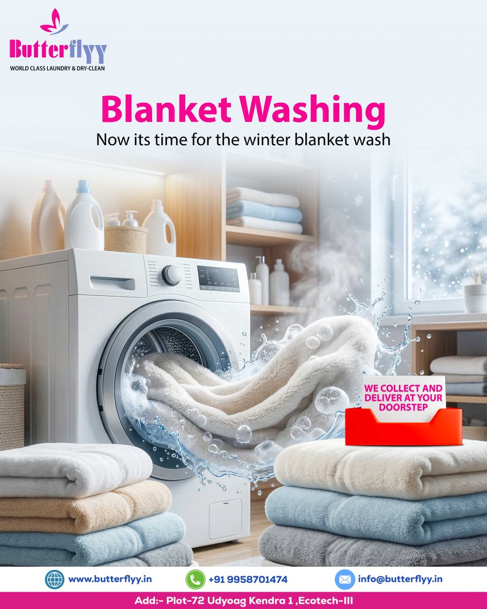 ButterflyyOfc's tweet image. 🛏️ Blanket Washing Service ❄️

Now it’s time for your winter blanket wash 🧺✨

Fresh, clean, and hygienic blankets for your comfort 🌿

Butterflyy Laundry
☎️ Call @ 99587 01474
🌐 butterflyy.in

#BlanketWash #LaundryService #WinterCare #HomeCleaning #DoorstepService