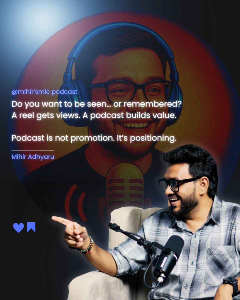 Mihirsmic's tweet image. Vadodara businesses are running reels. Smart brands are doing podcasts. 🎙️Be seen for seconds… or be remembered for years.
#Vadodara #Podcast #BrandValue #FaceValue #Authority #MihirsMic