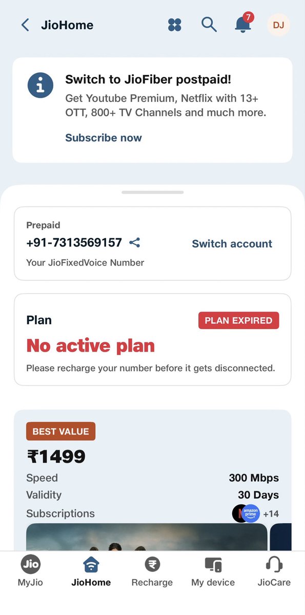 TweeJay007's tweet photo. @JioCare Simply responding on time on X handle doesn’t resolves the problem, check the screenshots it’s been 5 days without internet, your customer care needs to mark the plan active, they said payments team will verify no answer or resolution really disappointed. https://t.co/ugwQ0NGvzg