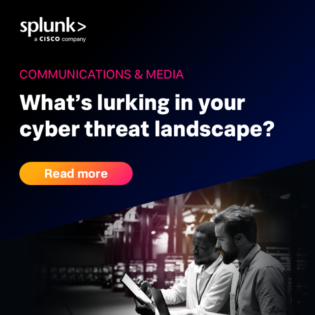 Fikersveen's tweet photo. Splunk’s Top 50 Cybersecurity Threats guide is out! We’ve narrowed it down to the Top 10 most impactful risks for the Comms &amp; Media industry. Stay secure—download the eBook today! https://t.co/NJbINH4B9k https://t.co/C4C0ipMCP1