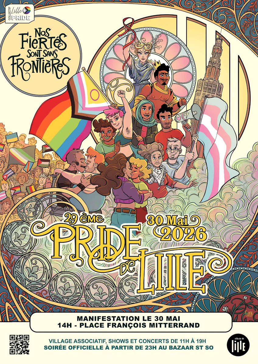 Affiche de la Pride 2026 de la ville de Lille
🏳️‍🌈🏳️‍⚧️
@ silverbd.bsky.social