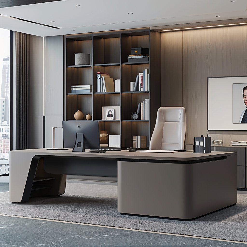 Saintcy123's tweet image. Architectural tension. A vast walnut worktop meets a sculptural cantilevered leg, balanced by massive charcoal storage. A bold statement of modern visionary power and structural clarity. saintcyspace.com: SAINTCYFURNITURE3 #executiveoffice #ceostyle