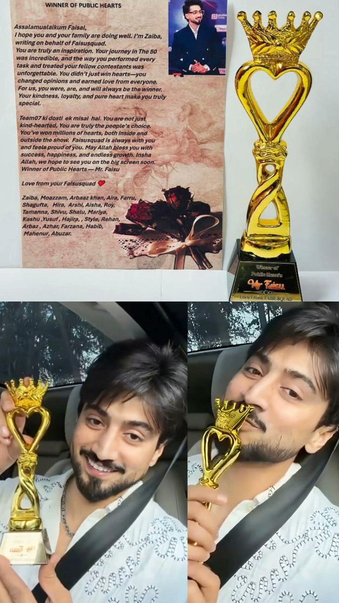FatmaNaziya's tweet photo. This is not a trophy, it is our love for you, Congratulations Champ 

#FaisalShaikh #MrFaisu #FaisuSquad https://t.co/I8CoP1CQS3