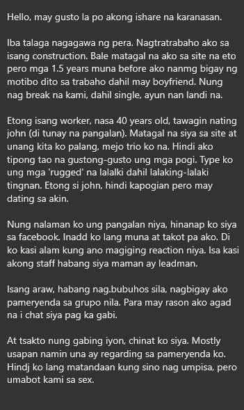 AlterOfan83223's tweet photo. Pagkatapos pameryendahin ang construction worker ay sya naman ang kinain

Di ko sure kung tapos na ito o may kasunod pa. Di na kasi nagreply yung sender. Ilang araw na akong naghihintay. 

Sender: Construction Staff

#ConfessionOfanAlter891 https://t.co/3mTajcYgVx