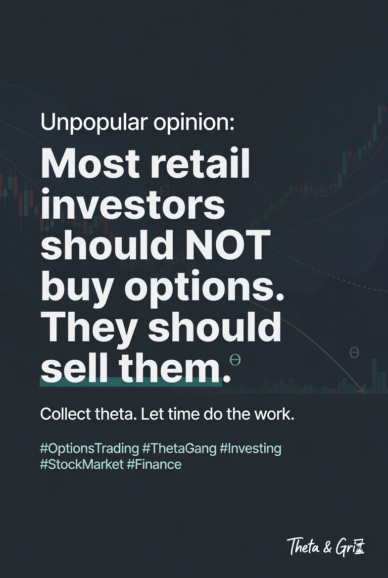 jayminjems's tweet image. Unpopular opinion:

Most retail investors should NOT buy options.

They should sell them.

Agree or disagree?

Theta &amp;amp; Grit

#OptionsTrading #ThetaGang #Investing #StockMarket #Finance