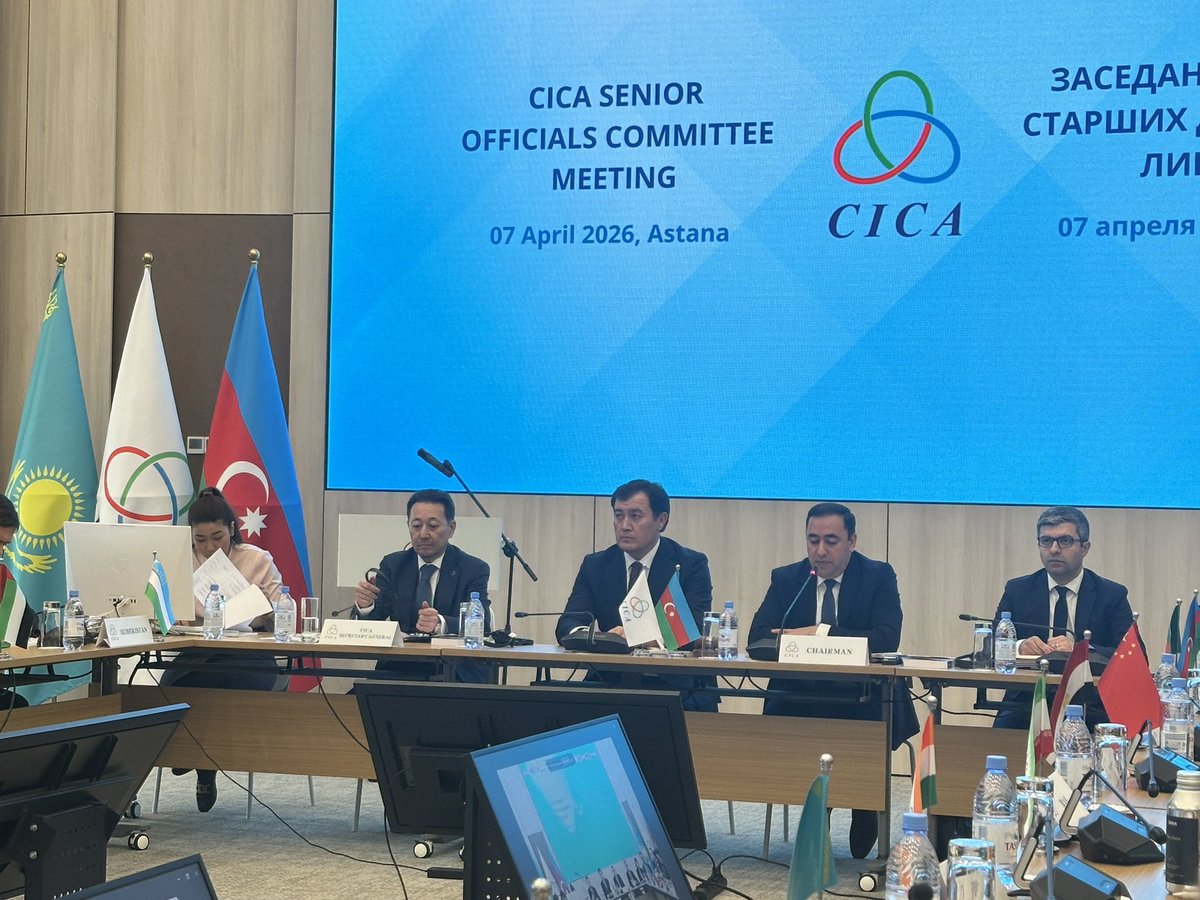 CicaSecretariat's tweet photo. Astana, 7 April 2026 - Astana hosts #CICA_SOC meeting, held under #AzChairmanship.
#CICA_MS engage in discussions on #CICA transformation and #CICA_MS activities and their coordination in priority areas.
Also on the agenda: #CBMs implementation in 2026, #CICA Charter draft, etc. https://t.co/XF2lmlQVbE