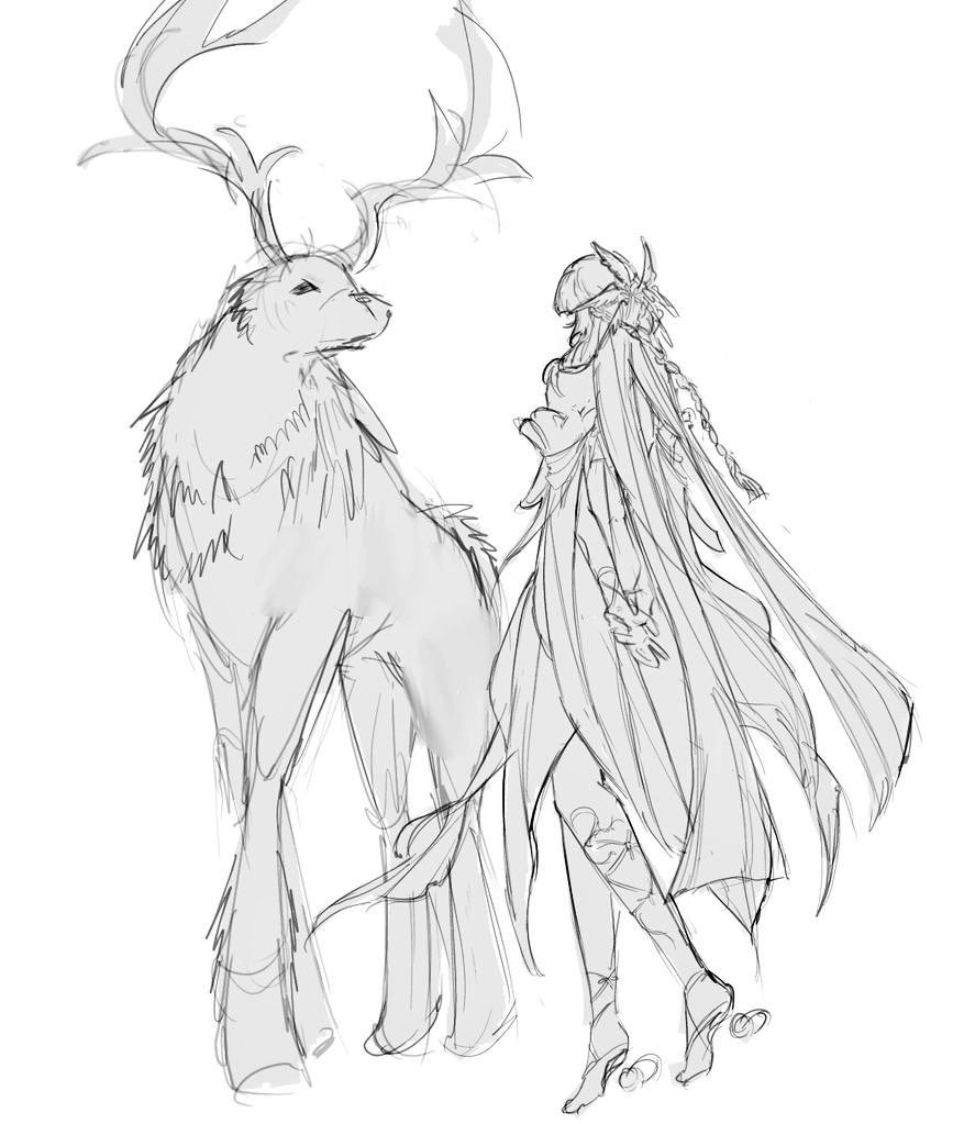 Tall columbina doodle with nodkrai deer