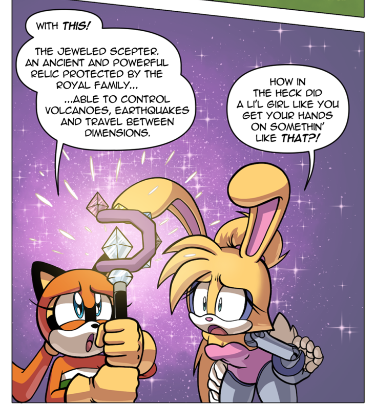 all_4sally's tweet photo. New comic from @Sonic_Online came out for Easter Sunday. Fitting that Bunnie Rabbot is the main focus.

Normally I just talk about Sally on here, but just this once, I will make an exception for Bunnie. She deserves a comeback too.

But anyway, this comic is a great idea because it is an official story from Archie that was scrapped before it could release. The long awaited moment where Blaze the Cat would interact with The Freedom Fighters.

It is interesting that despite Blaze being in Archie, she's never had that much interaction with Sally or her friends. Her biggest role in the comics was a story arc featuring only game characters (save for a cameo from Nicole).

The art style is actually really good too. The cover looks like something out of Sonic Rush Adventure.

We also get a nice story of Bunnie helping Blaze fight some enemies, including a new enemy. Even more we learn a bit about her past and where she's actually from.

This comic indicates that Bunnie is not from the main dimension we all know. I'm not sure if that's something that was supposed to be Archie canon or if it's something the writers came up with themselves.

Spoiler Warning, Bunnie Rabbot is actually a native of The Sol Dimension. Apparently her family was close with Blaze's.

Still, I do like the idea, though in the past, I saw it as a way to introduce Echidnas like Julie-Su (not that she's ever likely to return).

Bunnie works though, and now she and Blaze have a developing friendship. This could lead to more interesting story development.

Until the next one...for the crew, keep up the good work.

~MR

Link: https://t.co/vXMIRzsbjC