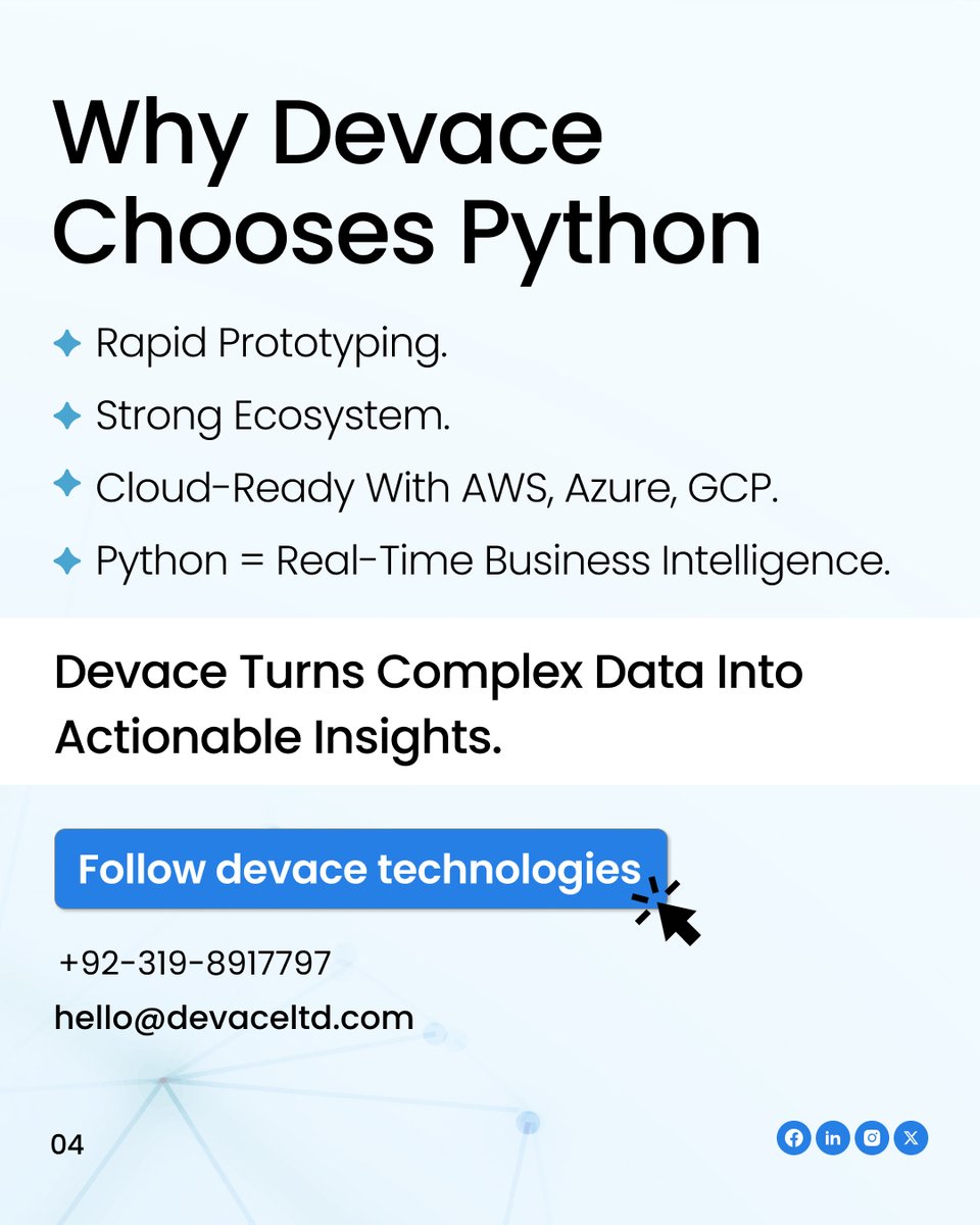 devacetech's tweet image. 𝗙𝗿𝗼𝗺 𝗗𝗮𝘁𝗮 𝘁𝗼 𝗗𝗲𝗰𝗶𝘀𝗶𝗼𝗻𝘀—𝗣𝗼𝘄𝗲𝗿𝗲𝗱 𝗯𝘆 𝗣𝘆𝘁𝗵𝗼𝗻, 𝗗𝗲𝗹𝗶𝘃𝗲𝗿𝗲𝗱 𝗶𝗻 𝗥𝗲𝗮𝗹 𝗧𝗶𝗺𝗲 #Python #RealTimeAnalytics #DataDriven #AI #MachineLearning #BigData #BusinessIntelligence #Cloud #TechInnovation #Devace