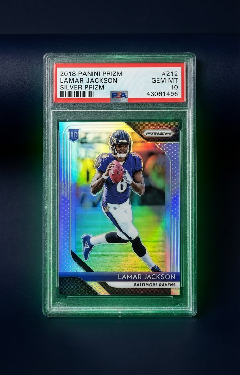 TheWaxStreet's tweet photo. 🏆 Card of the Day: Lamar Jackson 2018 Prizm RC PSA 10 — Median: 60 across 59 sales tracked. Range: 0–,400. The data speaks for itself. Full market intel → https://t.co/N10VL3UIo5 #sportscards #LamarJackson https://t.co/fVq3O7HY3T